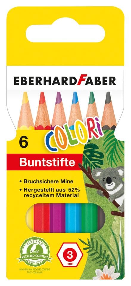 Etui 6 kleurpotloden 9cm assorti eberhard faber