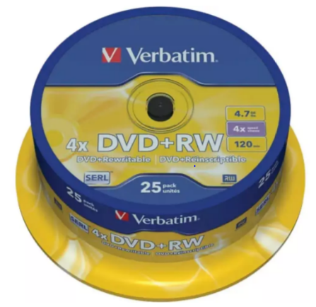 Spindel 25 dvd+rw 4,7gb 4x verbatim