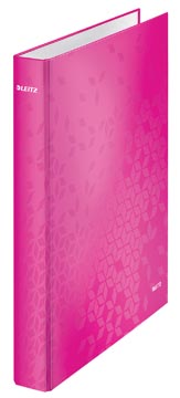 Ringmap stevig karton gelamineerd 2 ringen 25 mm rug 40 mm roze leitz