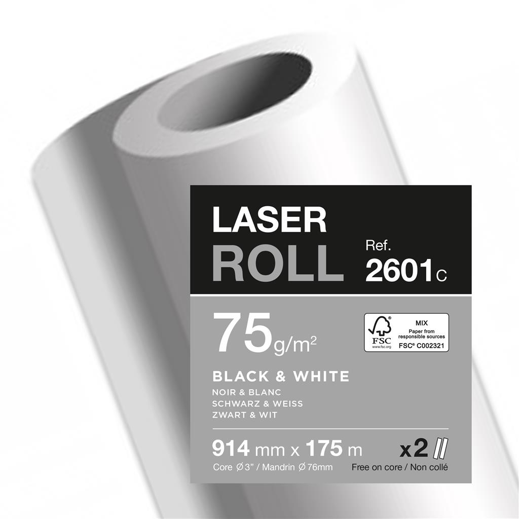 Papier plotter blanc 75gr 914mmx175m clairefontaine