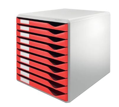Ladenblok 10 laden rood leitz