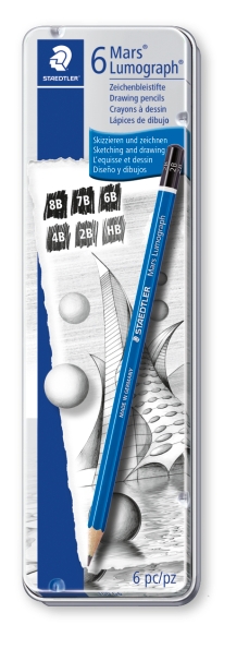 Etui 6 potloden mars lumograph 100 assorti staedtler