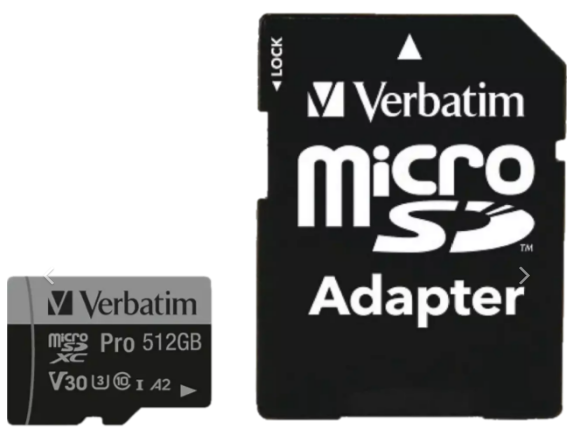 Micro sdxc card 512 gb with adapter verbatim