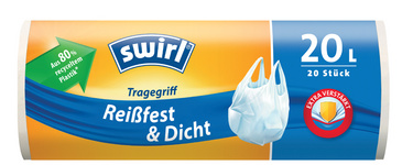 Vuilzakken swirl 20 liter 20 stuks transp + 2 oortjes