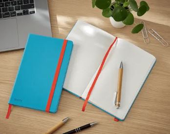 Notitieboek cosy harde kaft gelijnd a5 blauw leitz