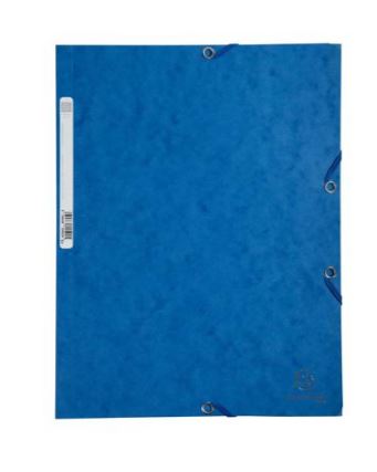 Kaft met elastieken en 3 kleppen blauw exacompta