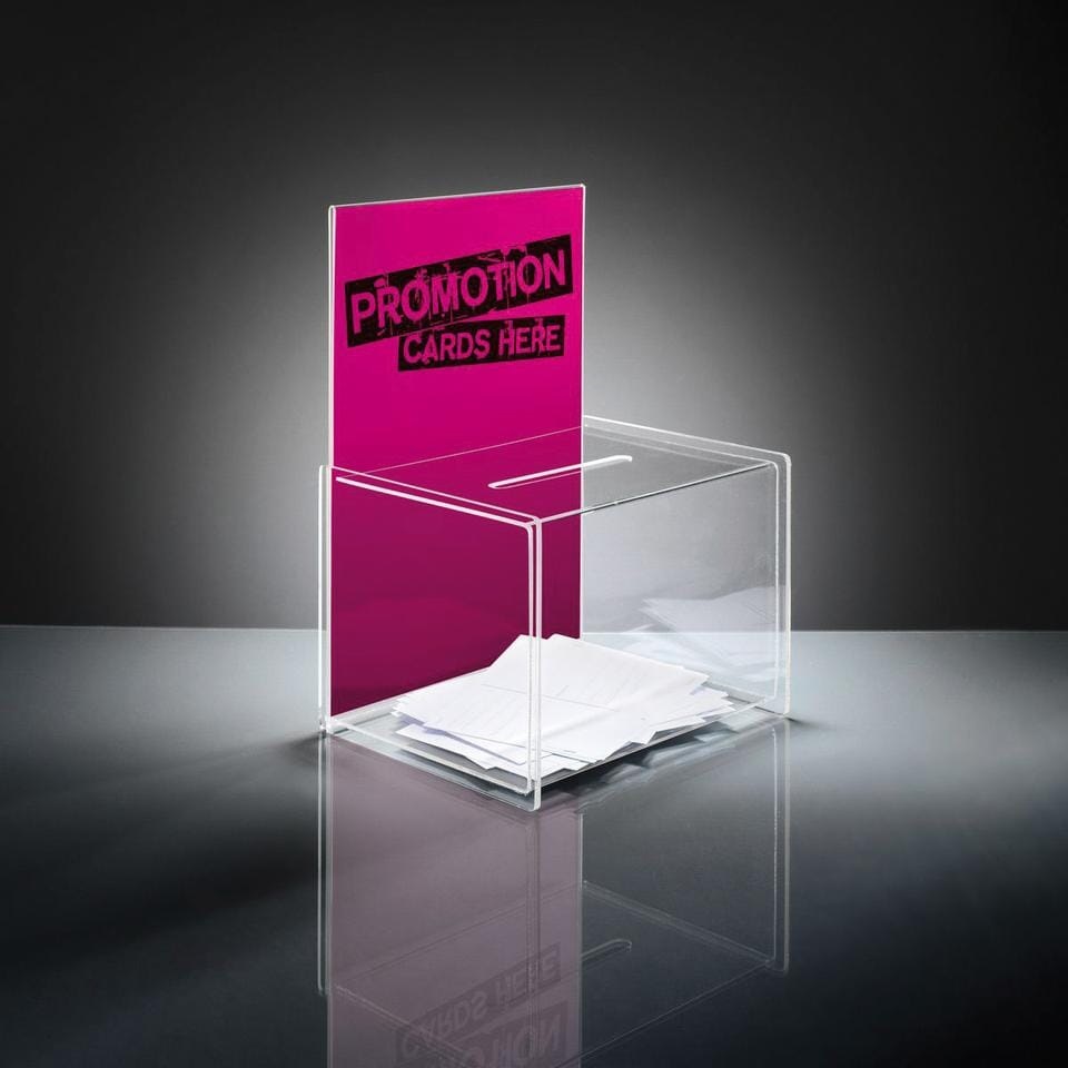 Actiebox transparant 22 x 17 x 30 cm + insteek voor a4 sigel