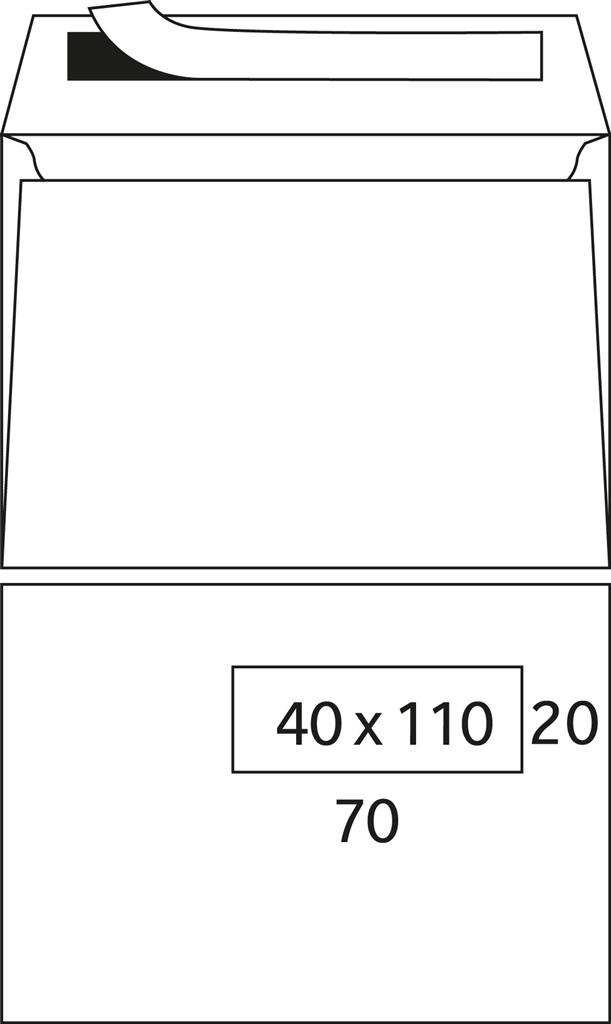 D.500 omslagen 162 x 229 mm strip met venster wit 