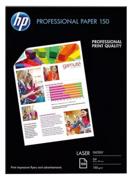 B.150 feuilles papier professional laser a4 150 gr glossy hp