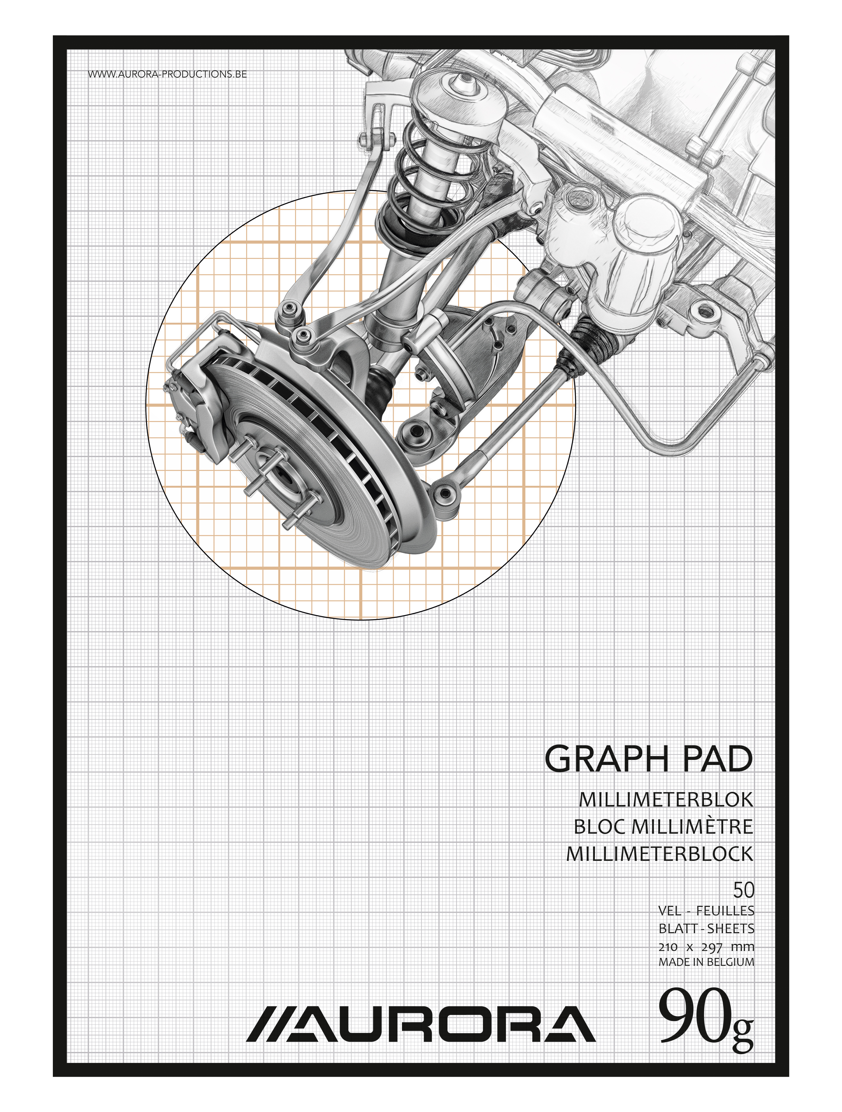 Millimeterpapier blok 50 vel 90gr liniatuur bruin a4 raphael